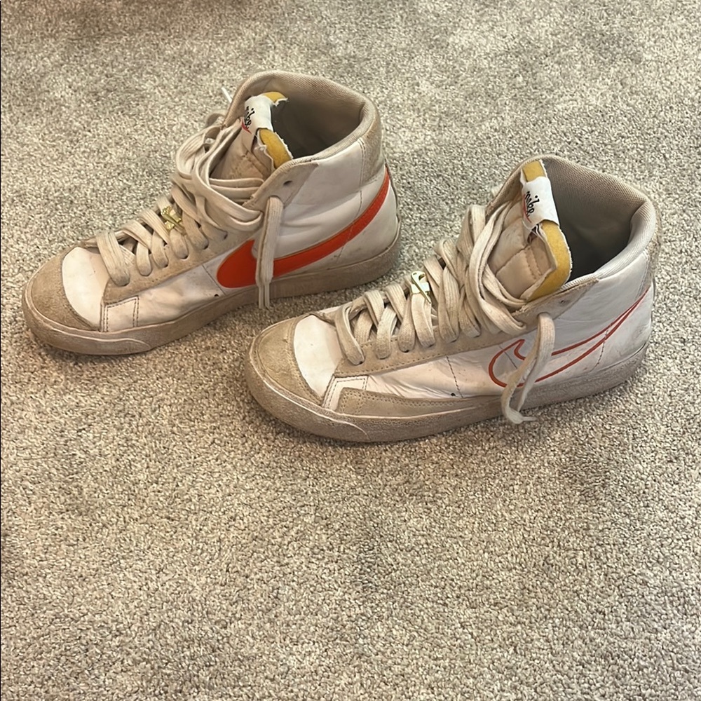 Nike High-Top Sneakers with Orange and White